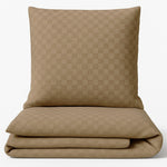 Bettwäsche Set in Taupe mit feiner Karo-Struktur aus 100% Baumwolle