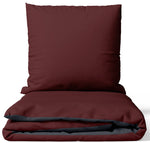 100% Baumwolle Biber Wendebettwäsche Bordeaux & Anthrazit Mit Verdecktem Reißverschluss