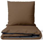 100% Baumwolle Biber Wendebettwäsche Braun & Anthrazit Mit Verdecktem Reißverschluss