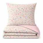 Baumwolle Wendebettwäsche Beige Rosa Blumen mit Verdecktem Reißverschluss Größe wählbar