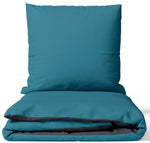 100% Baumwolle Biber Wendebettwäsche Petrol & Anthrazit Mit Verdecktem Reißverschluss