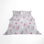 Fleece Bettwäsche Blätter Design Rot Weiß Grau Mit Verdecktem Reißverschluss Größen Wählbar