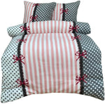 Fleece Bettwäsche Grau Rosa mit Schleifen Design, Modern Größe wählbar