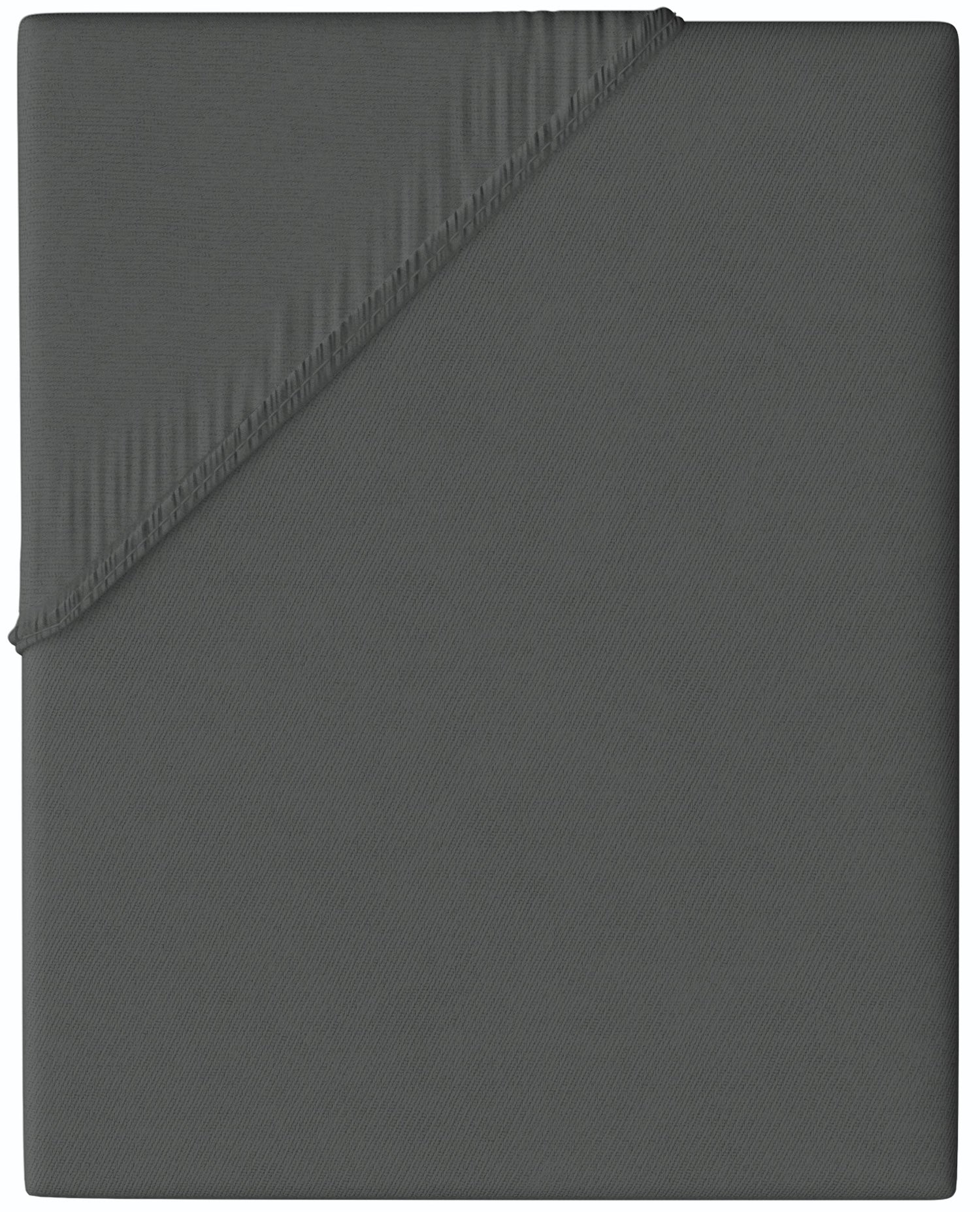 Jersey Spannbettlaken 100% Baumwolle, Wählbare Größe, Anthrazit, Einfarbig mit Rundumgummi