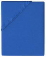 Jersey Spannbettlaken Blau aus 100% Baumwolle, Wählbare Größe, Einfarbig mit Rundumgummi