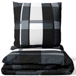 Microfaser Bettwäsche kariert in Schwarz, Grau, Weiß und Anthrazit – Produktansicht stehend