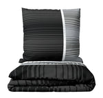 Bettwäsche Grau Rot Gestreift Mit Reißverschluss In Handelsüblichen Größen