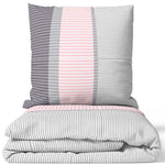 Bettwäsche Rosa Grau Gestreift mit verdecktem Reisverschluss In Verschiedenen Größen