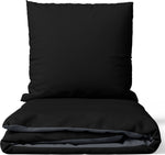 Gefaltete Wendebettwäsche in Schwarz und Anthrazit mit Kissenbezug aus Baumwoll-Satin von Leonado Vicenti