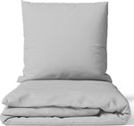 Elegante graue Damast-Bettwäsche aus 100 % Baumwolle mit feiner Streifenstruktur – Leonado Vicenti