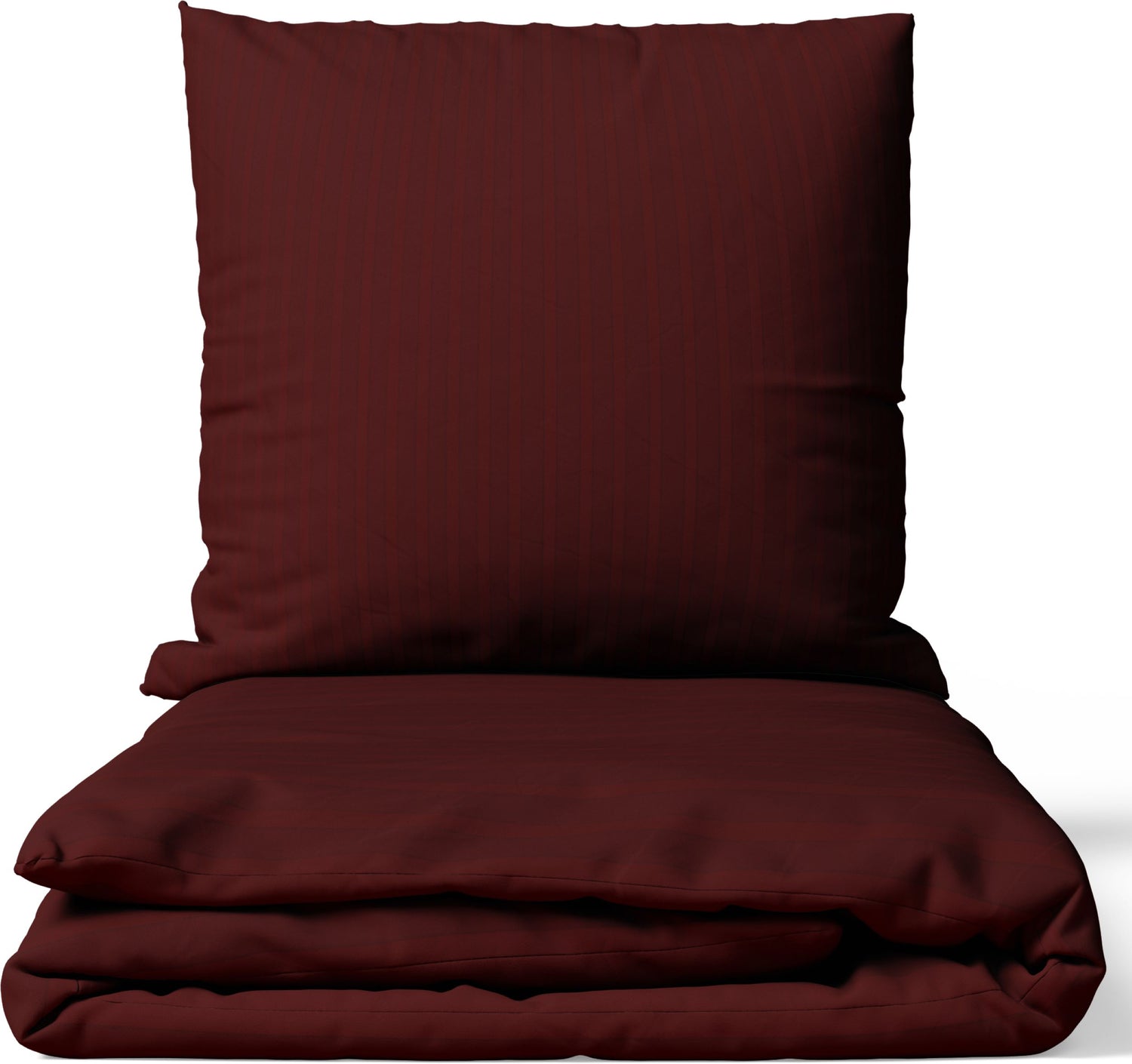 Edle Bordeauxfarbene Damast-Bettwäsche aus 100 % Baumwolle-Satin mit feiner Streifenstruktur – Leonado Vicenti