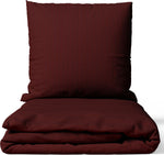 Edle Bordeauxfarbene Damast-Bettwäsche aus 100 % Baumwolle-Satin mit feiner Streifenstruktur – Leonado Vicenti