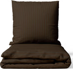 Braune Bettwäsche aus 100 % Baumwolle-Satin mit eleganter Damast-Streifenstruktur – Leonado Vicenti