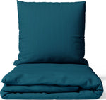 Hochwertige Bettwäsche aus 100 % Baumwolle-Satin in Petrol Gestreift & mit verdecktem Reißverschluss