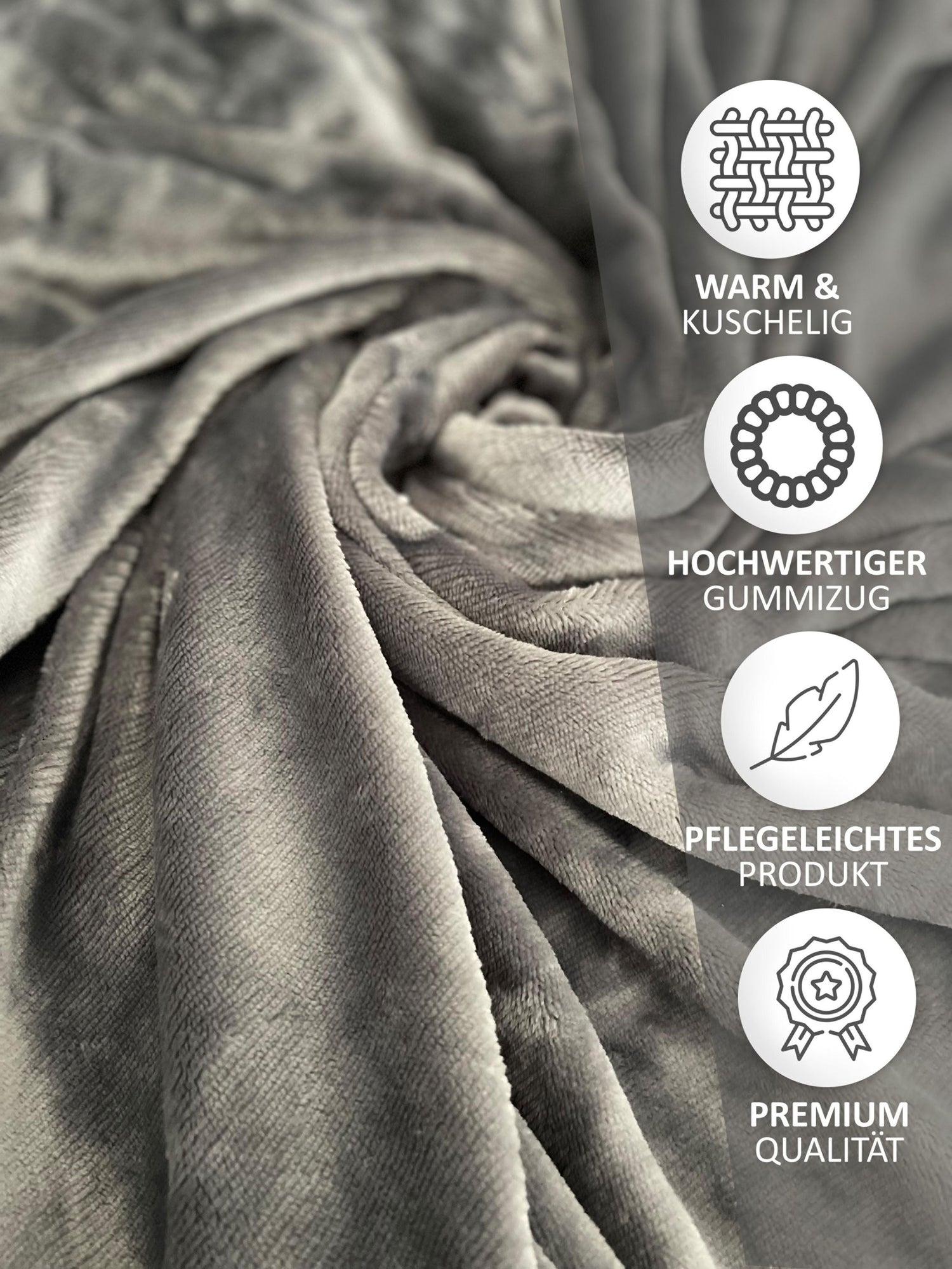 Teddyplüsch Spannbettlaken Grau extra flauschig weich mit Rundumgummi Größe wählbar
