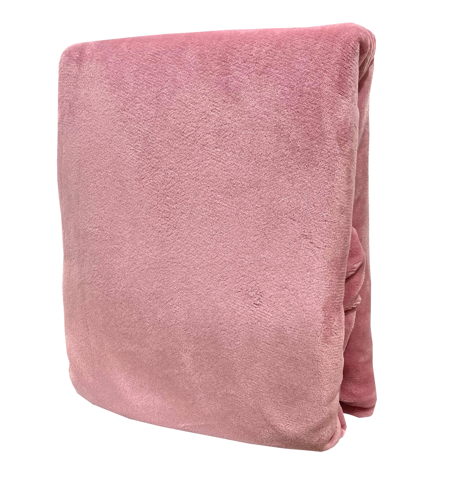 Gefaltetes Spannbettlaken aus rosa Teddyplüsch mit flauschiger Oberfläche – ideal für kalte Nächte