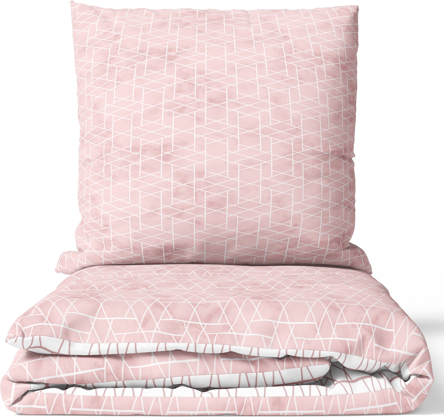 100% Baumwolle Bettwäsche Rosa Weiß Mit Verdecktem Reißverschluss Größe wählbar