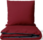 Baumwoll-Bettwäsche Bordeaux & Anthrazit Wende Bettwäsche Mit Verdecktem Reißverschluss Verschiedene Größen