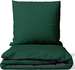 Baumwoll-Bettwäsche Grün Anthrazit Wende Bettwäsche Mit Verdecktem Reißverschluss Verschiedene Größen