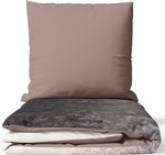 100% Baumwolle Wende Bettwäsche Beige Braun Mit Verdecktem Reißverschluss Größe wählbar