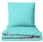 Renforce Bettwäsche Anthrazit Petrol Gestreift In Handelsüblichen Größen