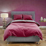 Teddyplüsch Bettwäsche Bordeaux Anthrazit, Modernes Einfarbiges Design mit Verdecktem Reißverschluss, Wählbare Größe