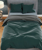 Teddyplüsch Bettwäsche Dunkelgrün Anthrazit, Modernes Einfarbiges Design mit Verdecktem Reißverschluss, Wählbare Größe