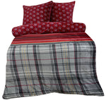 Teddyplüsch Bettwäsche Rot Grau, Flauschig, Sterne & Schneeflocken Design, in mehreren Größen