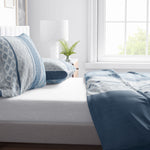 Hautfreundliche Feinbiber Bettwäsche in Blau mit detailliertem Ornament- und Kreismuster, ideal für stilvolle Schlafzimmer