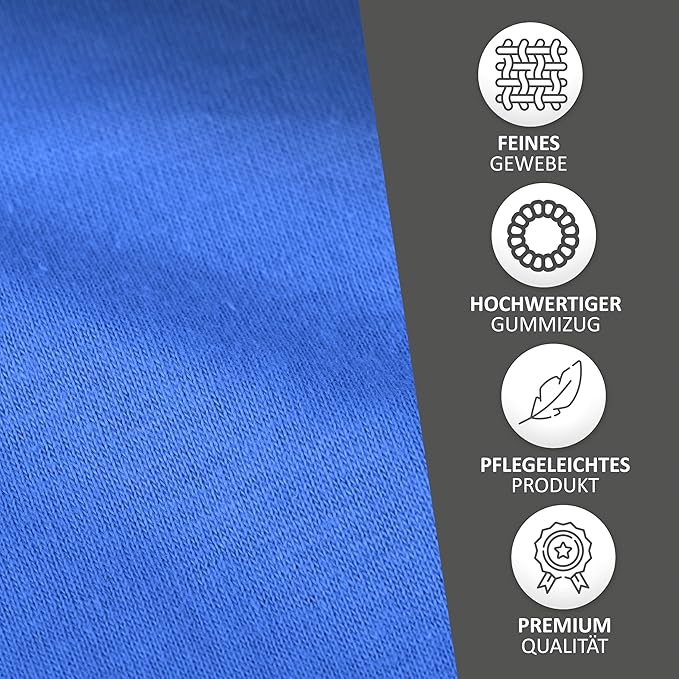 Blaues Jersey Spannbettlaken aus 100% Baumwolle - Perfekte Passform