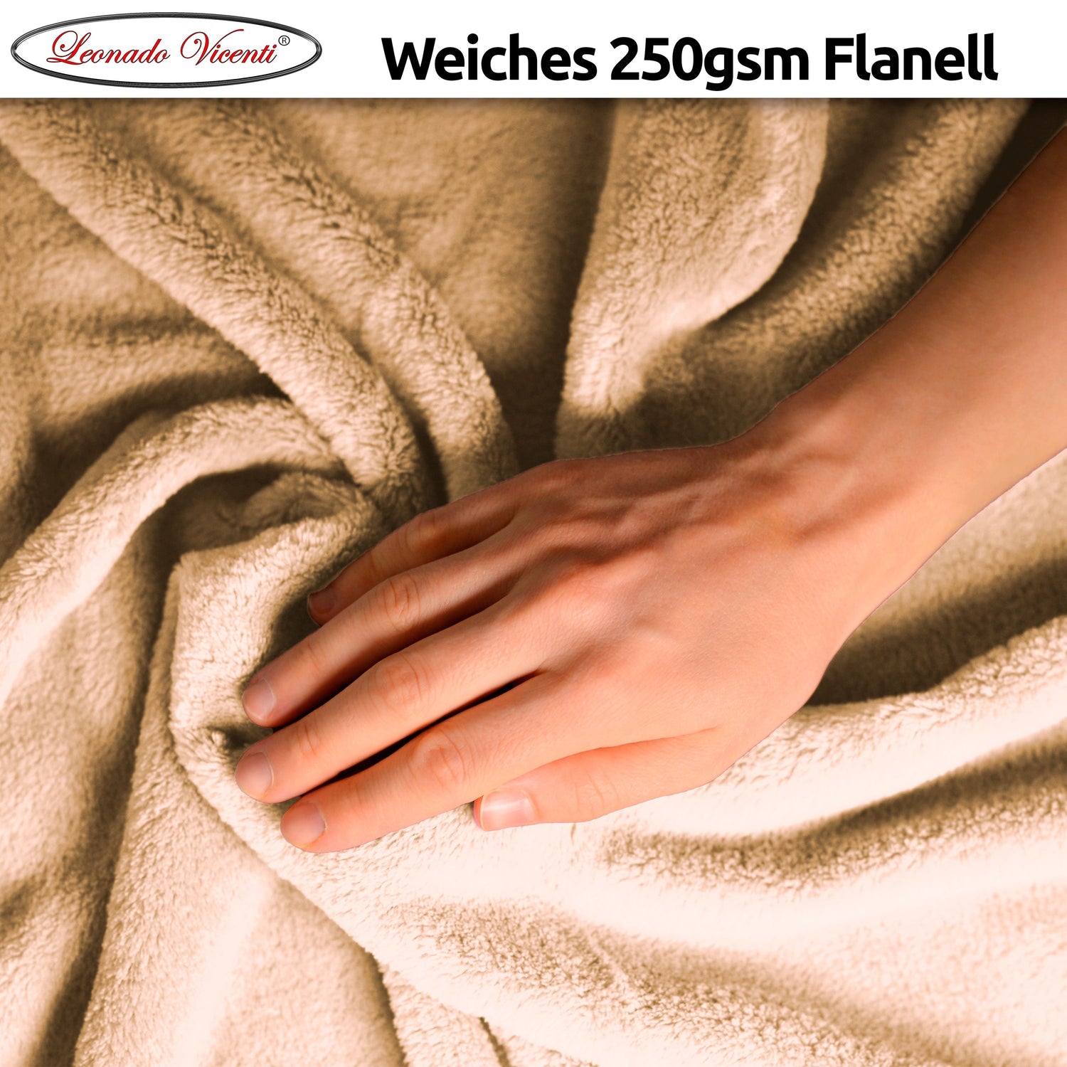 Beige Flanell-Kuscheldecke – hautfreundlich, weich und anschmiegsam