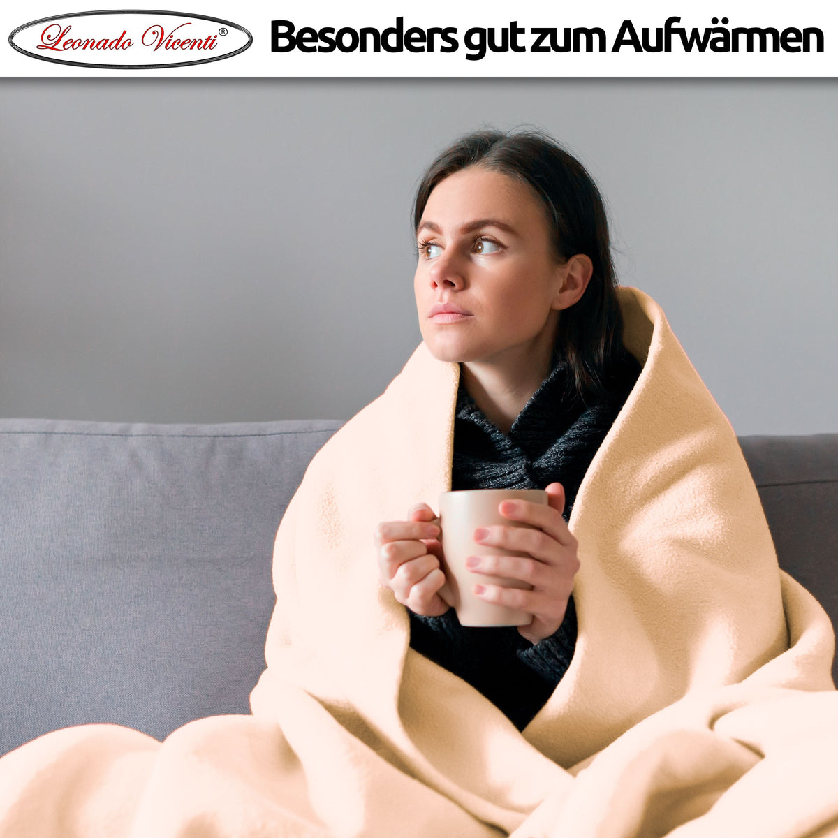 Kuscheldecke in Beige aus weichem Flanell – ideal zum Aufwärmen auf dem Sofa