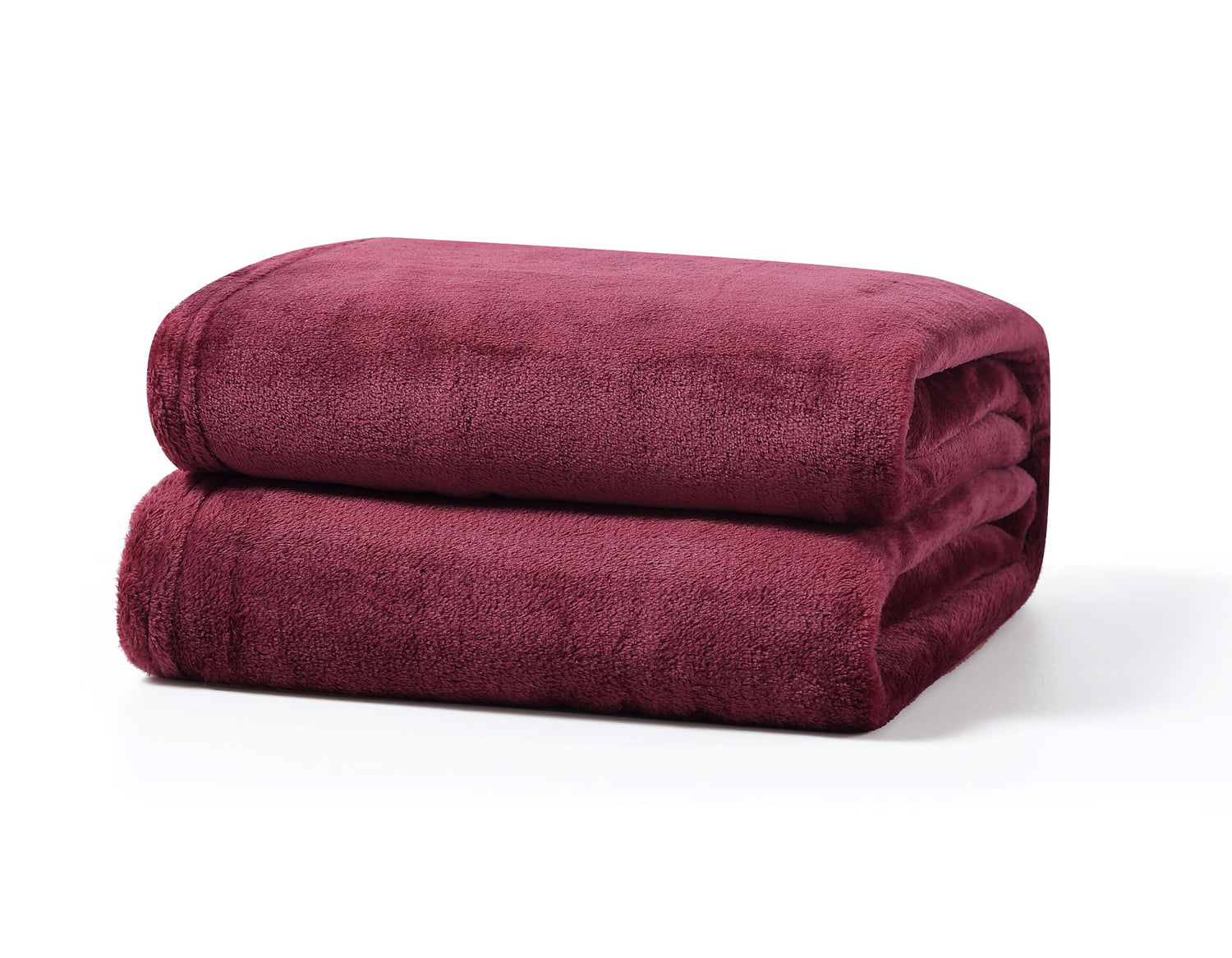Gefaltete bordeauxfarbene Flanell-Kuscheldecke – flauschig & weich, Leonado Vicenti