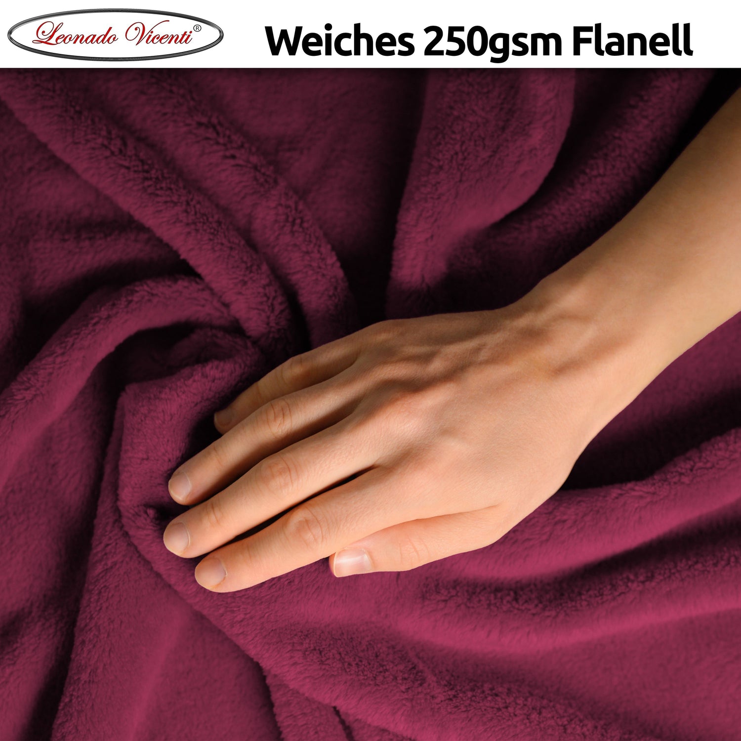 Flanell-Kuscheldecke in Bordeaux – hautfreundlich, weich und angenehm