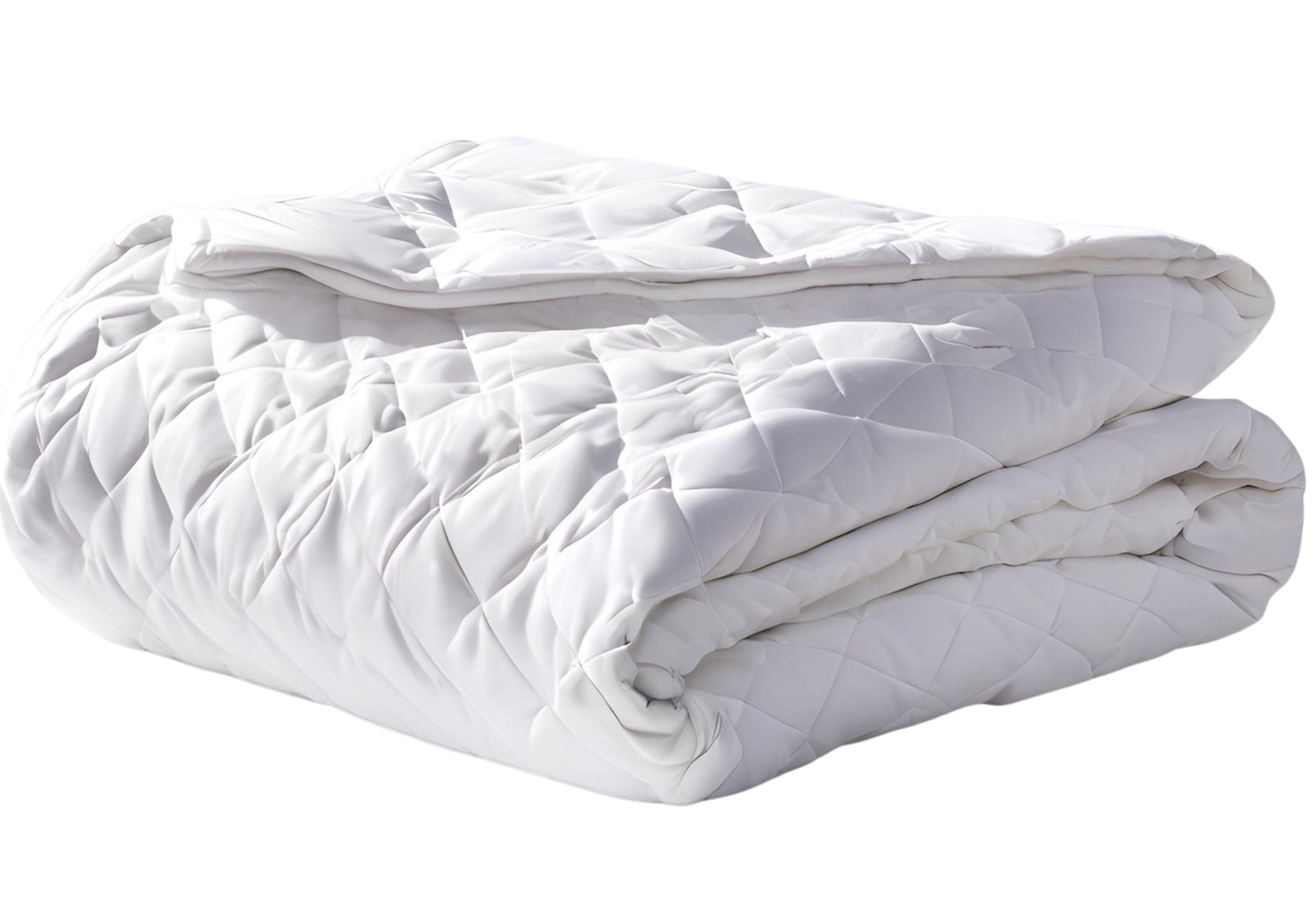 Weiße, gesteppt gefaltete Steppdecke in hochwertiger Diamantoptik – ideal für jede Jahreszeit.